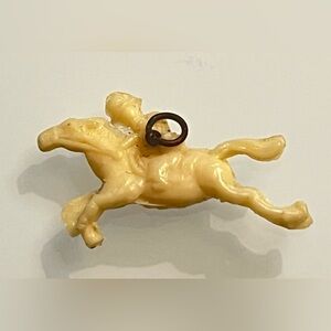Vintage Cracker Jack Box Prize Toy - Jockey Riding a Horse Charm Pendant